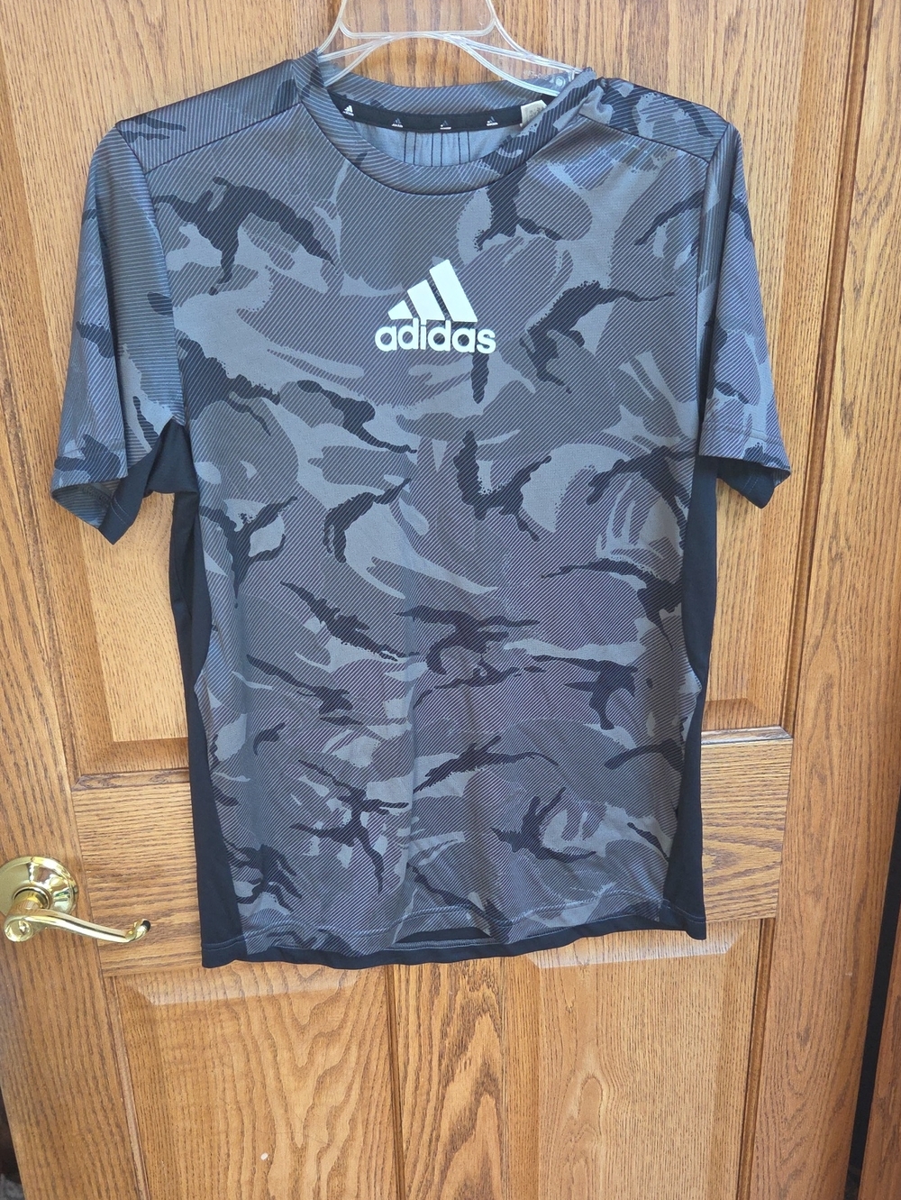 adidas Black & Gray Camo Short Sleeve Performance Shirt